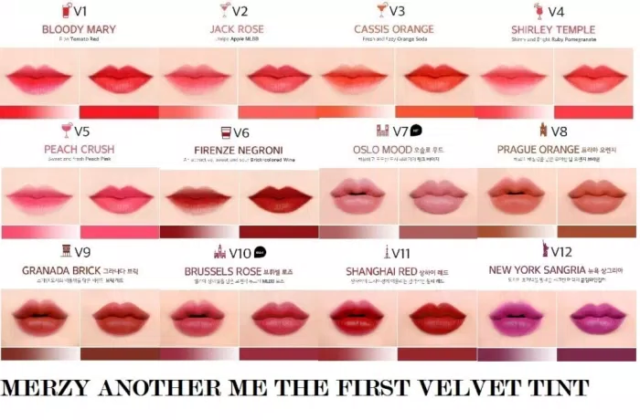 12 màu son của Merzy Another Me The First Velvet Tint (nguồn: Internet)