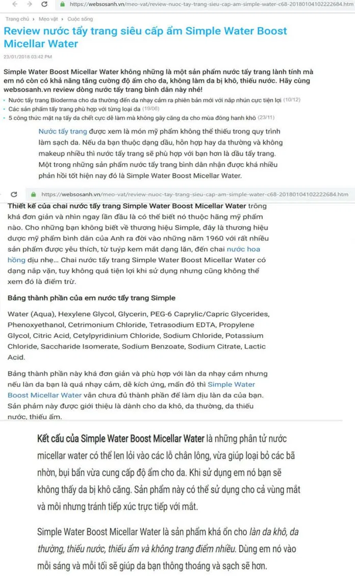 Đánh giá từ website Websosanh (ảnh: BlogAnChoi)