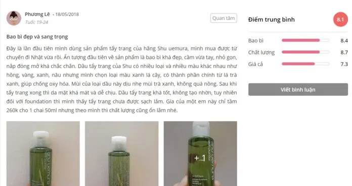 Đánh giá của khách hàng đã từng dùng sản phẩm tại Sheis 