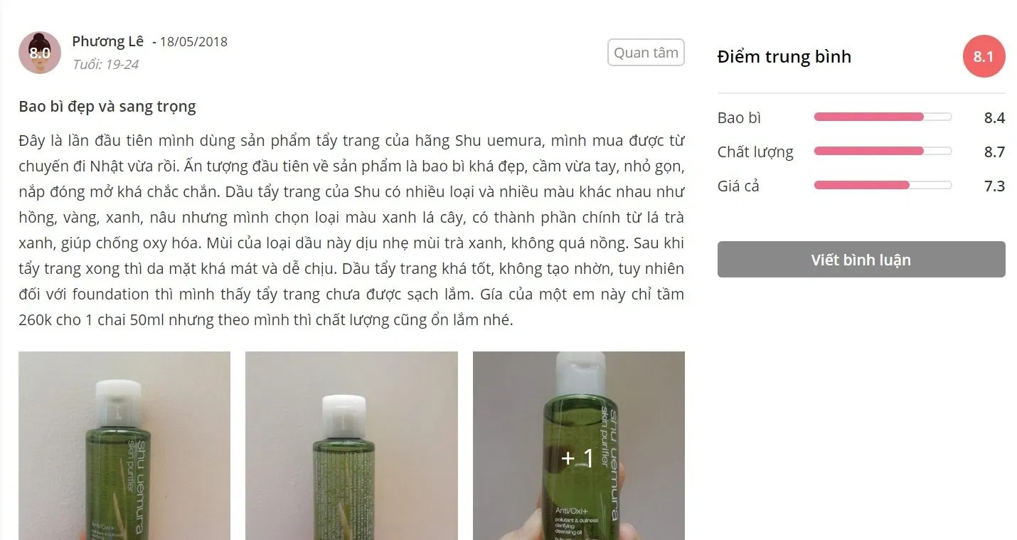 Đánh giá của khách hàng đã từng dùng sản phẩm tại Sheis