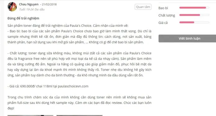 Đánh giá của khách hàng tại Sheis