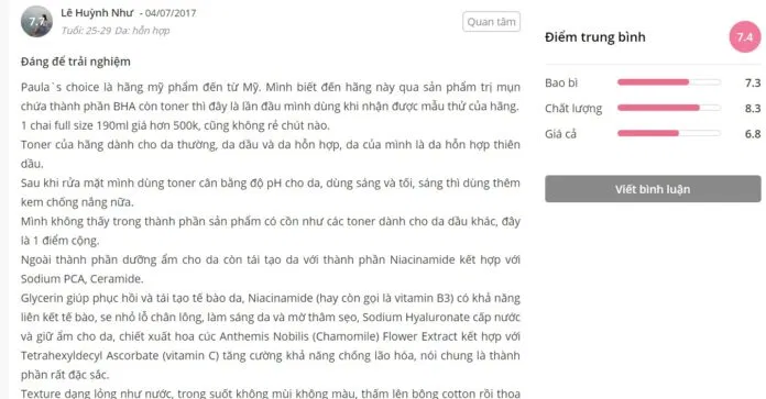 Đánh giá của khách hàng tại Sheis