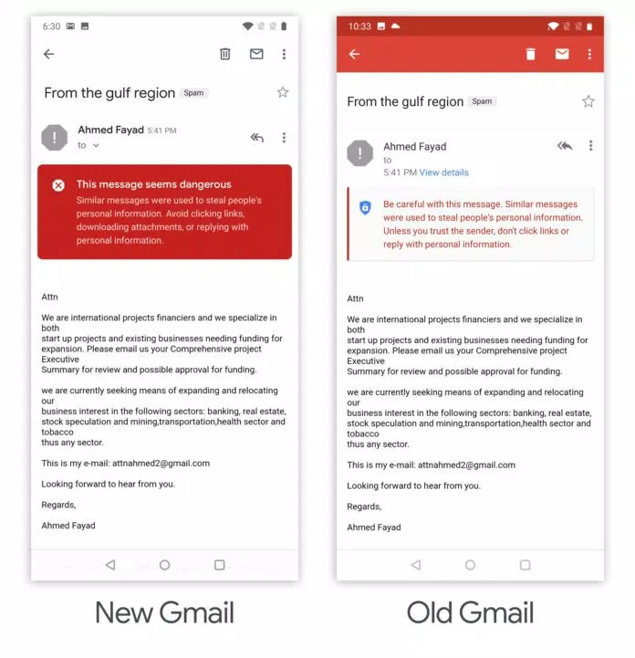 So sánh ứng dụng Gmail phiên bản cũ và mới