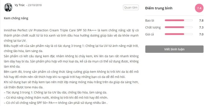 Đánh giá của khách hàng tại Sheis