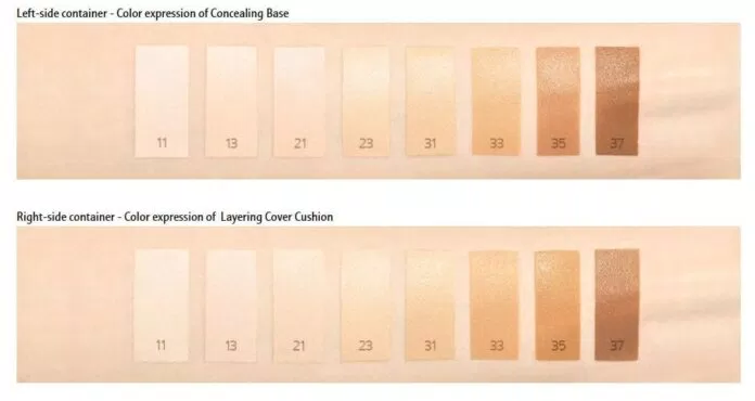 Bảng màu cushion và kem che khuyết điểm Laneige Layering Cover Cushion And Concealing Base