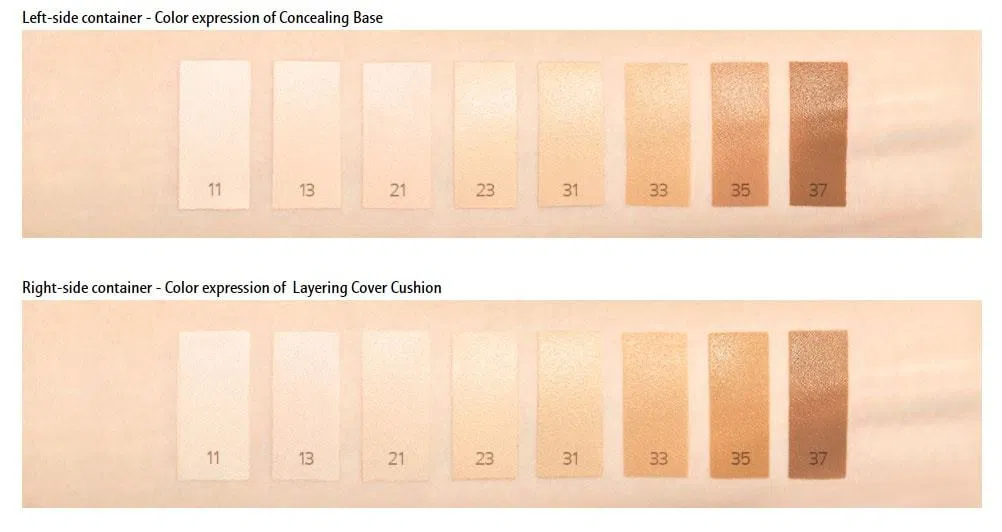 Bảng màu cushion và kem che khuyết điểm Laneige Layering Cover Cushion And Concealing Base