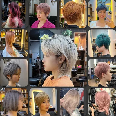 Cắt tóc và nhuộm màu thời trang cũng là một thế mạnh của Pinky Pixie Salon.