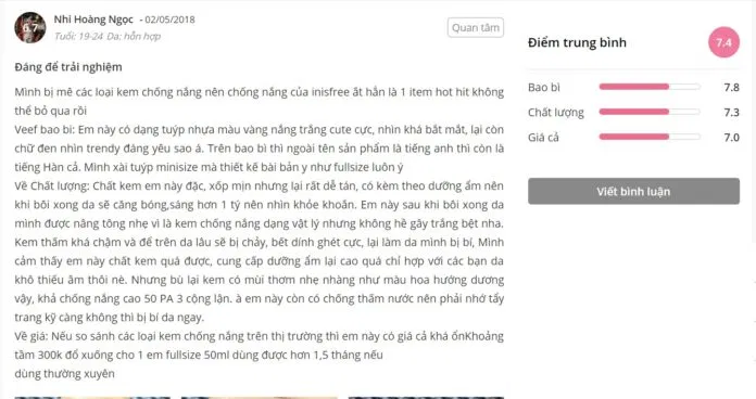 Đánh giá của khách hàng tại Sheis