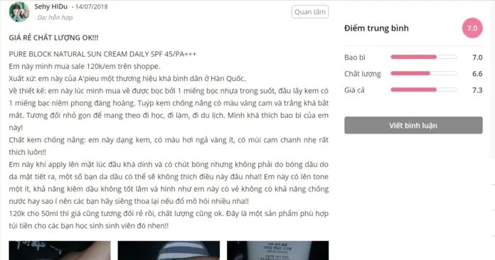 Đánh giá của khách hàng tại Sheis