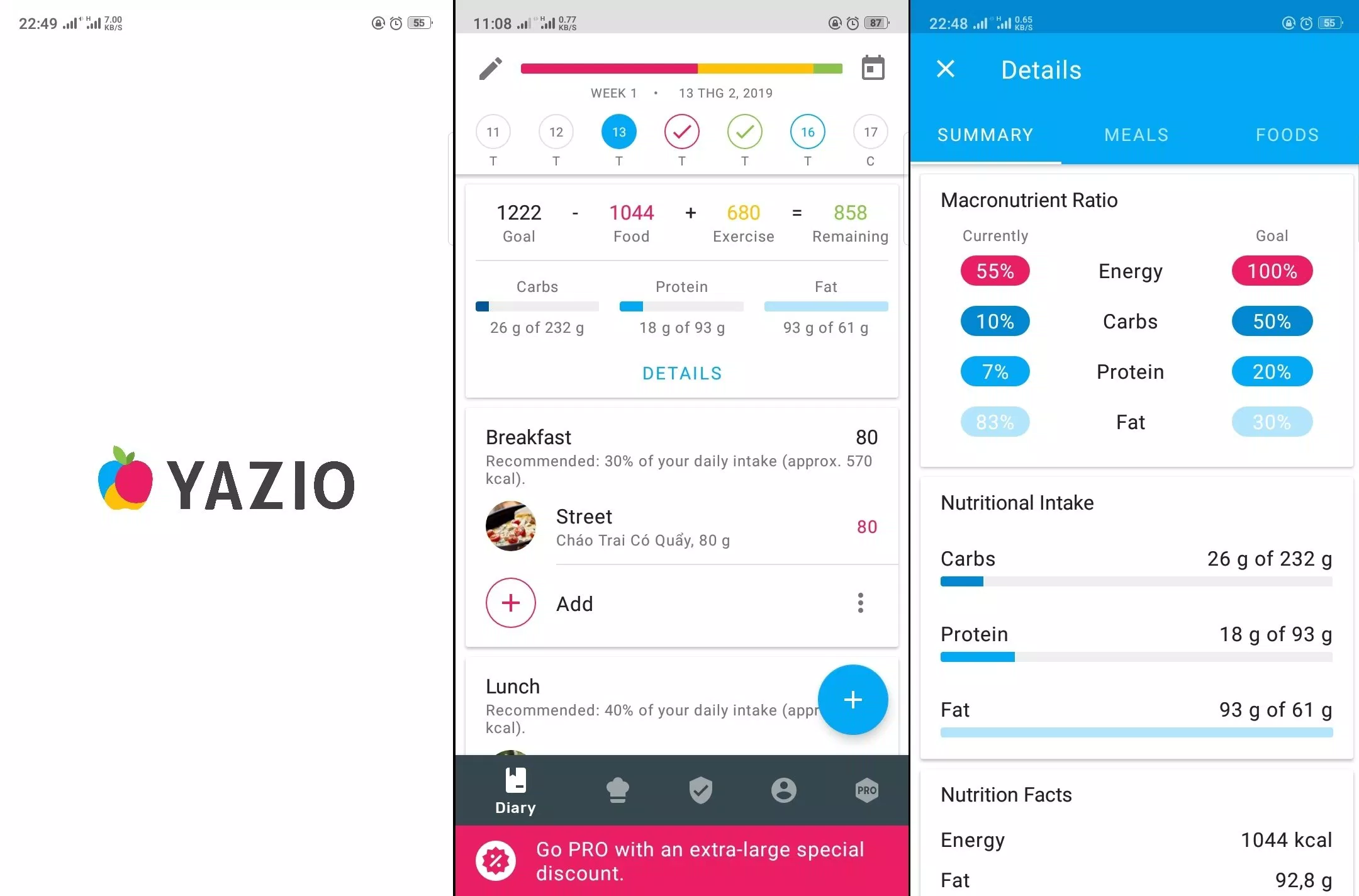 Ứng dụng YAZIO Ứng dụng YAZIO
