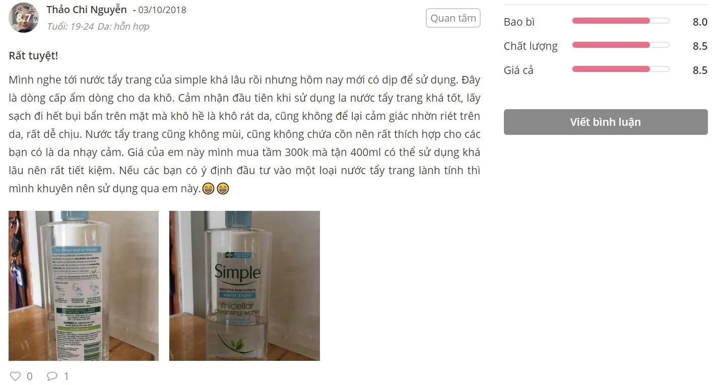 Đánh giá của khách hàng từ sheis (ảnh: BlogAnChoi)