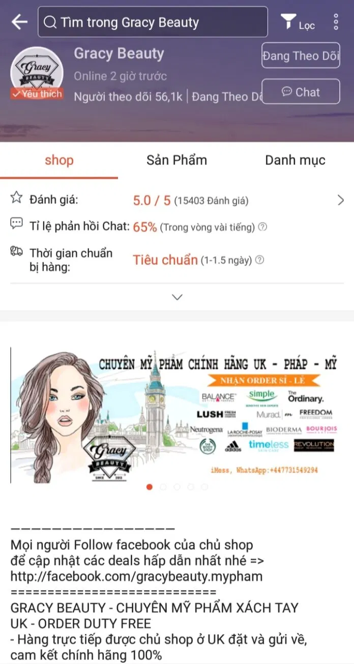 Gracy Beauty là shop chuyên xách tay hàng US-UK chính hãng (Nguồn: Gracy Beauty)