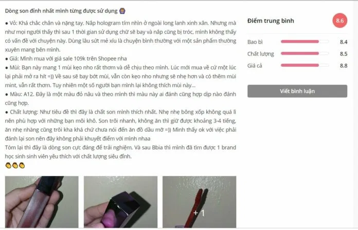 Đánh giá của khách hàng trên Sheis (nguồn: BlogAnChoi)
