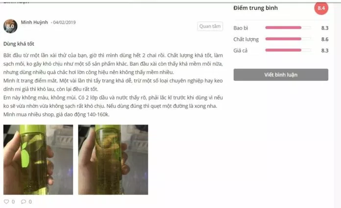 Đánh giá của khách hàng trên Sheis Đánh giá của khách hàng trên Sheis (nguồn: BlogAnChoi)