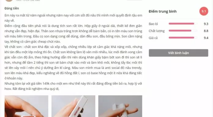 Đánh giá của khách hàng trên Sheis (nguồn: BlogAnChoi)