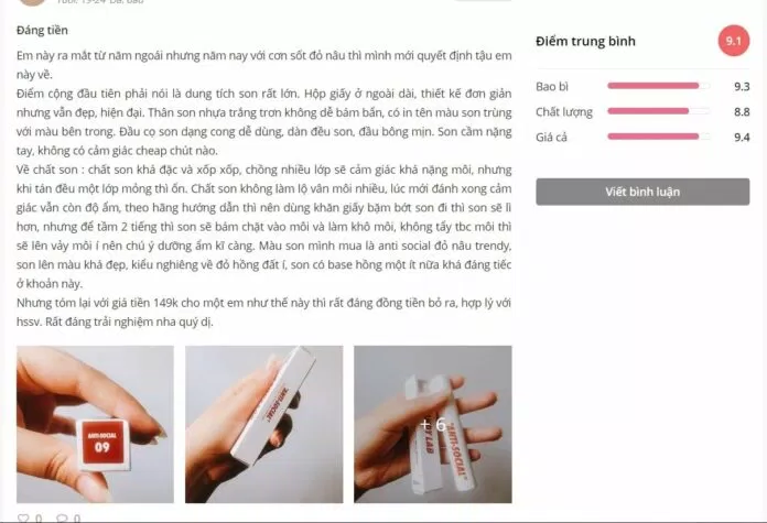 Đánh giá của khách hàng trên Sheis (nguồn: BlogAnChoi)