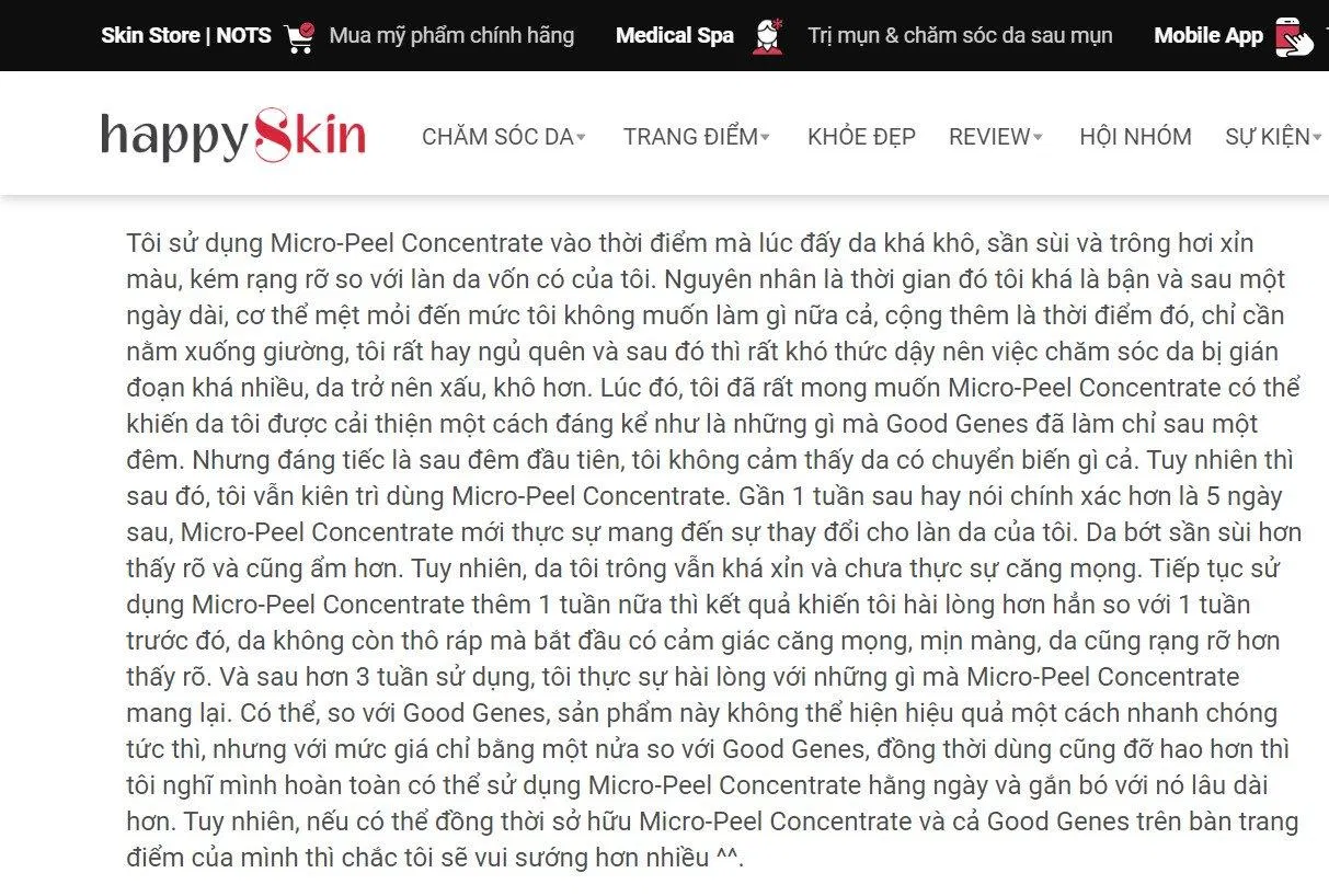 Đánh giá sản phẩm của Happyskin. Đánh giá sản phẩm của Happyskin.