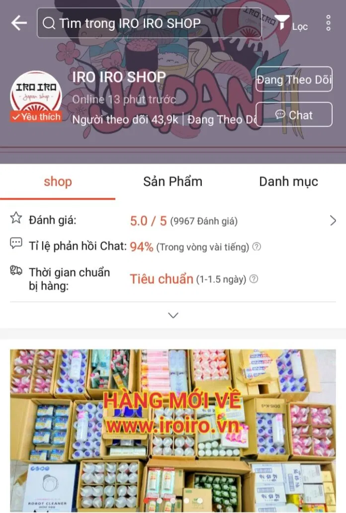 Kênh Shopee của Iro Iro Shop (Nguồn: Iro Iro)