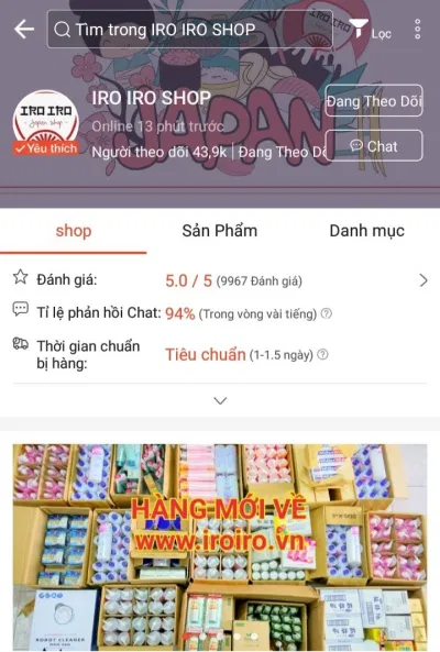 Kênh Shopee của Iro Iro Shop (Nguồn: Iro Iro) Kênh Shopee của Iro Iro Shop (Nguồn: Iro Iro)