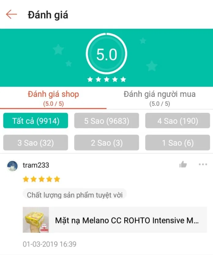 Shop đạt 5 sao tuyệt đối từ khách hàng ( Nguồn: Iro Iro)