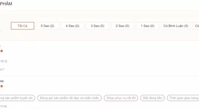 Đánh giá của khách hàng tại Shopee 