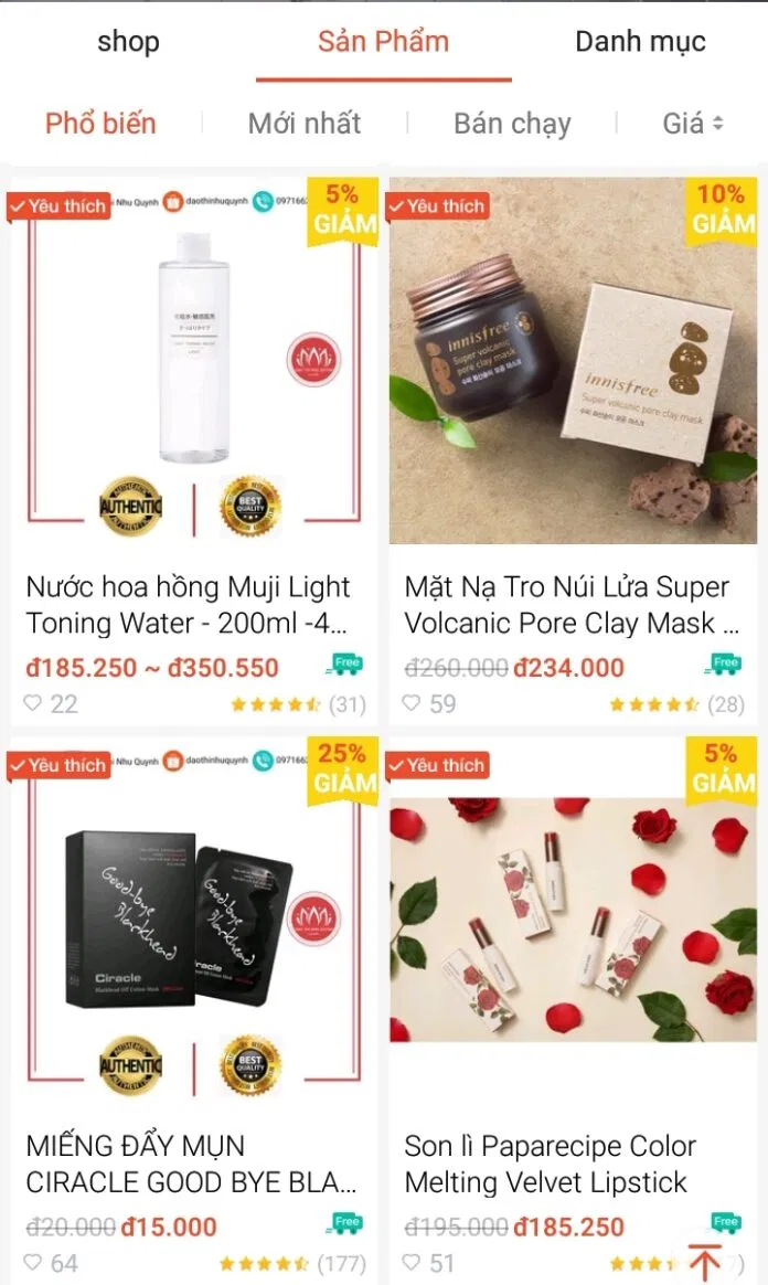 Các bạn có thể tìm thấy rất nhiều thương hiệu mỹ phẩm nổi tiếng tại Shop (Nguồn: Daothinhuquynh)