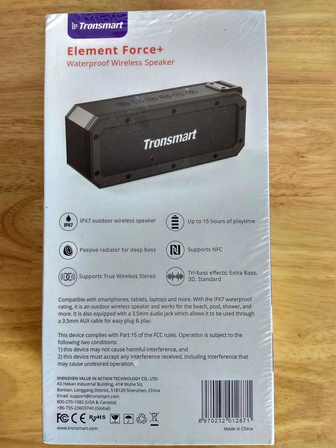 Mặt sau vỏ hộp loa bluetooth Tronsmart Element SoundPulse Force+ (Ảnh : BlogAnChoi)