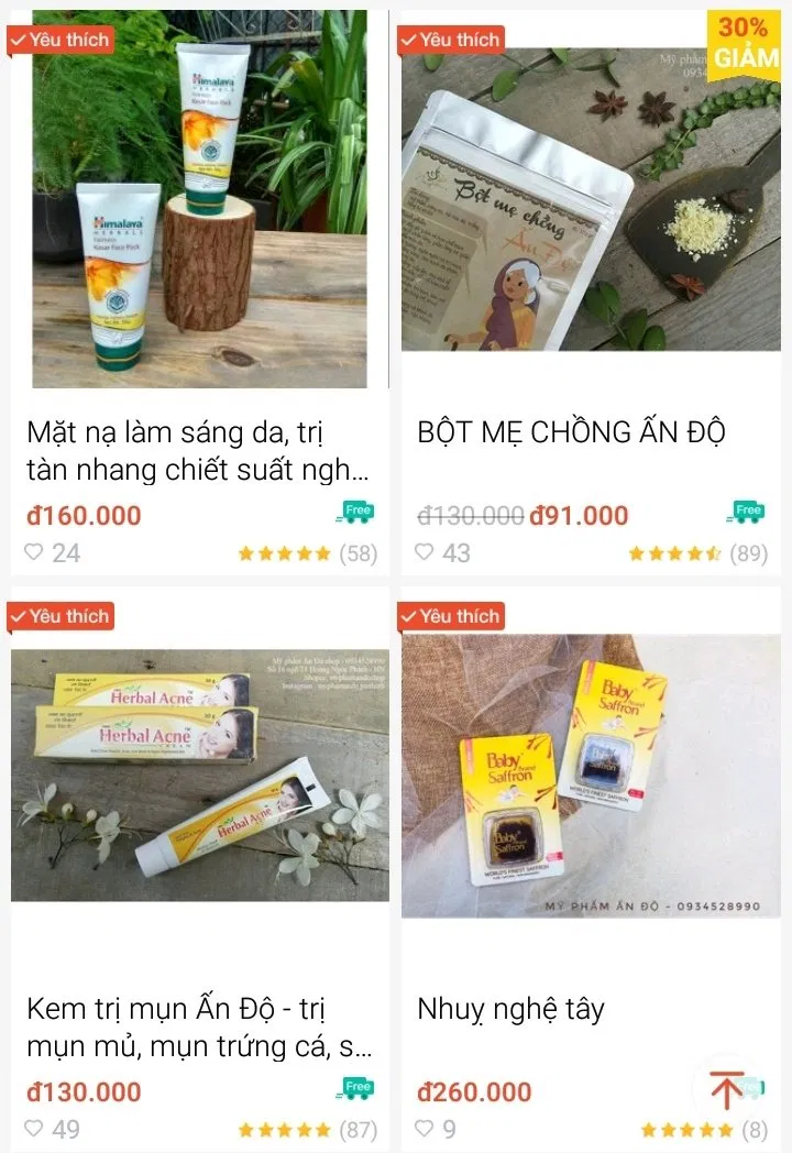 Kênh Shopee của Mỹ Phẩm Ấn Độ (Nguồn: Mỹ Phẩm Ấn Độ)