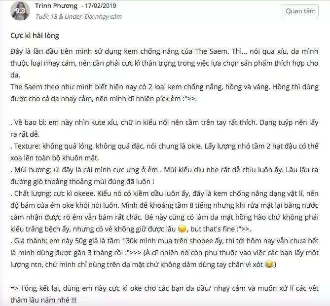 Review kem chống nắng The SAEM Eco Earth Power Pink trên Sheis. (Nguồn: BlogAnChoi)