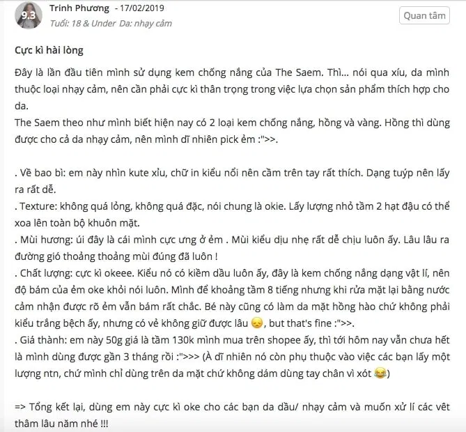 Review kem chống nắng The SAEM Eco Earth Power Pink trên Sheis. (Nguồn: BlogAnChoi)
