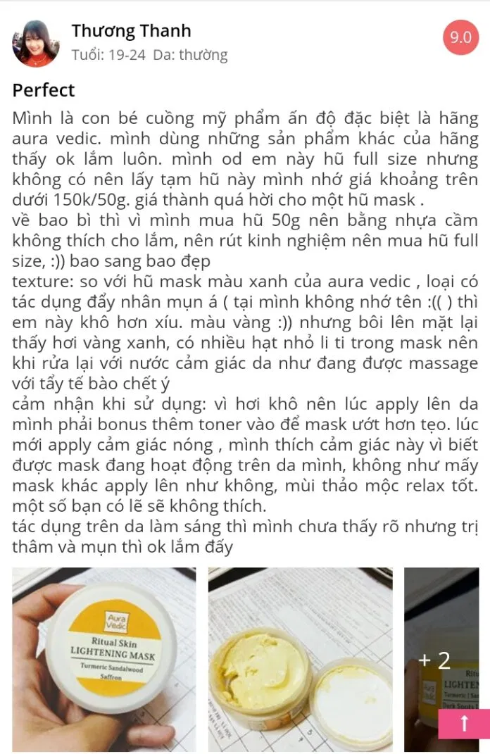 Mask Nghệ tây của AuraVedic được đánh giá rất cao trên diễn đàn Sheis.vn (Nguồn: BlogAnChoi)