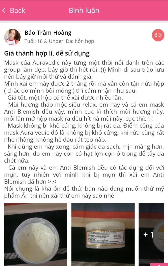 Giá của mặt nạ Nghệ tây của AuraVedic được đánh giá là rất lý hợp (Nguồn: BlogAnChoi)