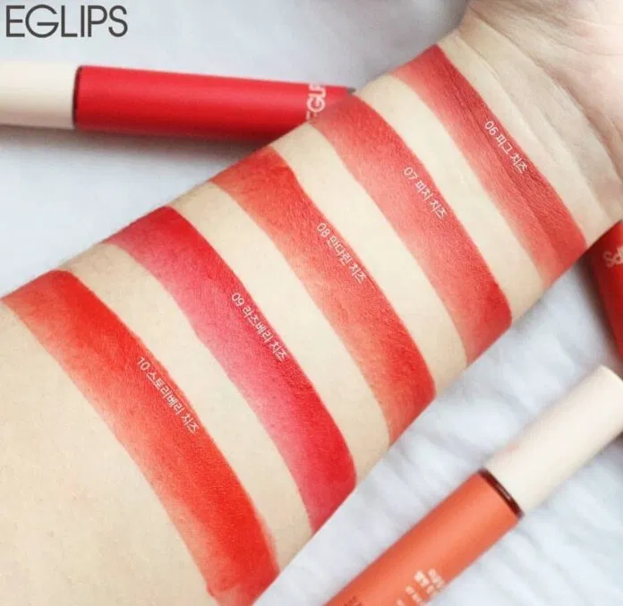 Cận cảnh 5 màu của Eglips Velvet Fit Tint version 2. (Nguồn ảnh: Internet)