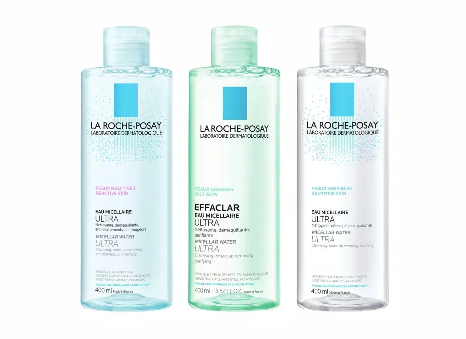 LA ROCHE-POSAY Micellar Water Ultra cũng có 3 dòng đại diện cho 3 loại da khác nhau. (Nguồn ảnh: Internet)