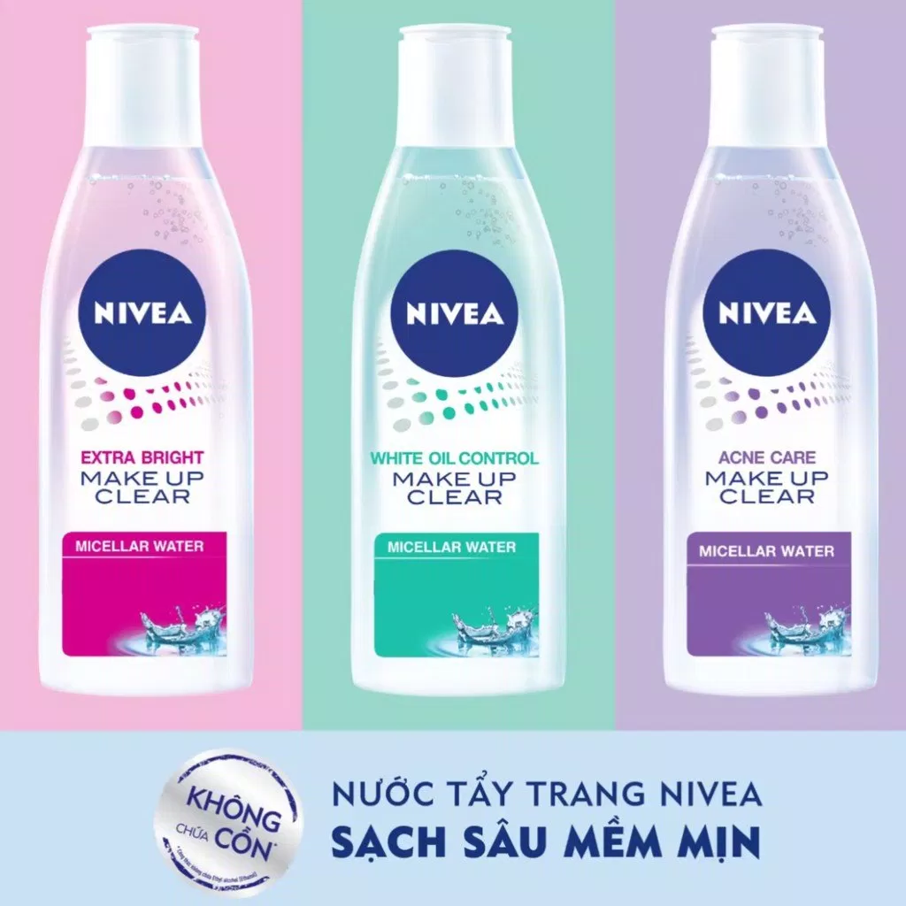 Nước tẩy trang Nivea giá bình dân, có 3 loại phù hợp cho từng loại da khác nhau. (Nguồn ảnh: Internet)