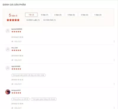 Đánh giá của khách hàng tại Shopee