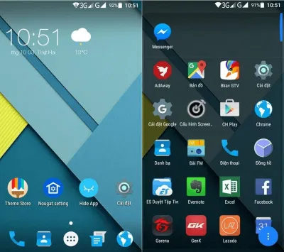 Giao diện trên Android