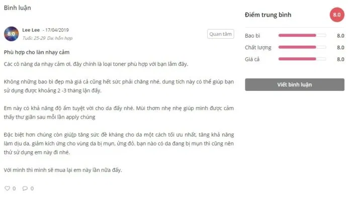 Đánh giá của khách hàng tại diễn đàn Chamhoi.vn