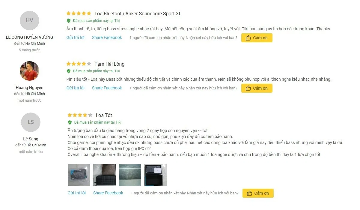 Nhận xét của khách hàng về Anker Soundcore Sport XL