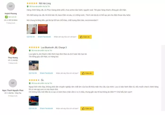 Nhận xét của khách hàng về JBL Charge 3