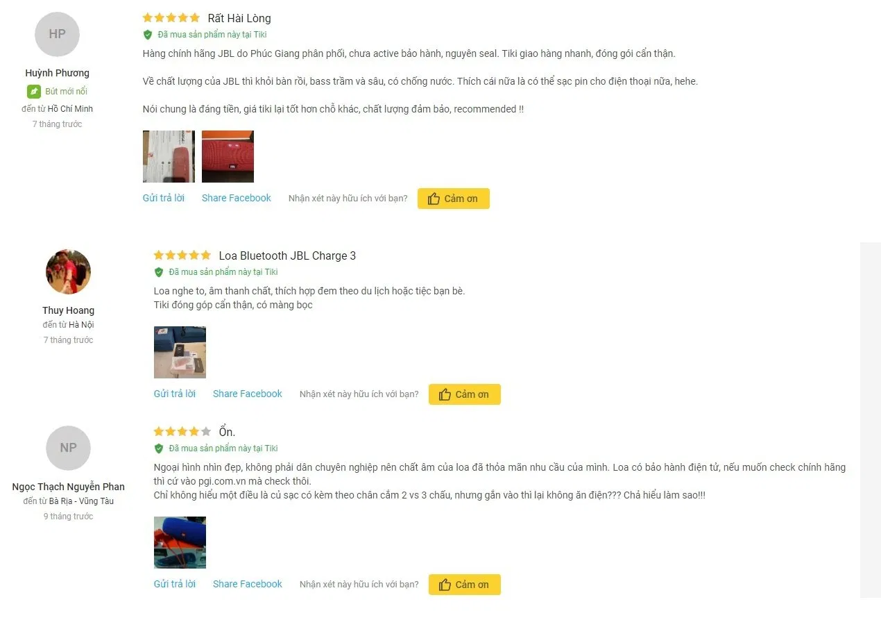Nhận xét của khách hàng về JBL Charge 3