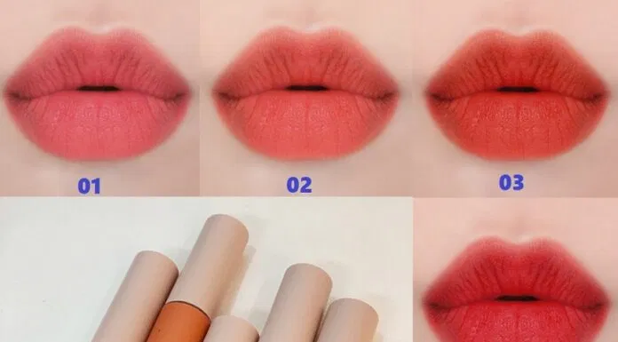 Tổng quan 5 màu son của Eglips Velvet Fit Tint version 1. (Nguồn ảnh: Internet)