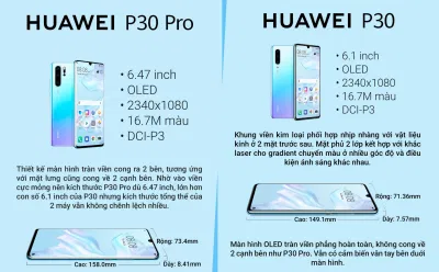 Thông tin cơ bản về chiếc Huawei P30 pro so với P30