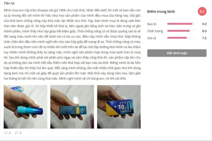 Đánh giá của khách hàng trên Sheis (nguồn: BlogAnChoi)