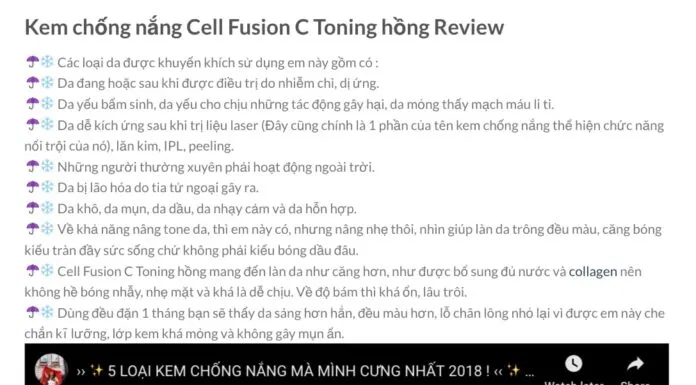 Đánh giá của khách hàng đã sử dụng kem chống nắng Cell Fusion C Toning 100 SPF 50+ PA++++. (Nguồn: Internet)