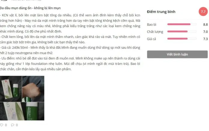 Đánh giá của khách hàng trên Sheis (nguồn: BlogAnChoi)