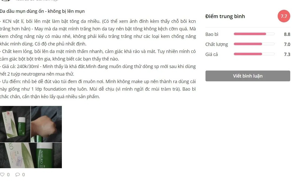 Đánh giá của khách hàng trên Sheis (nguồn: BlogAnChoi)