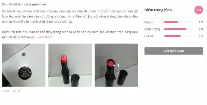 Khách hàng đánh giá sản phẩm trên Sheis. (Nguồn: BlogAnChoi)