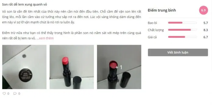 Khách hàng đánh giá sản phẩm trên Sheis. (Nguồn: BlogAnChoi)