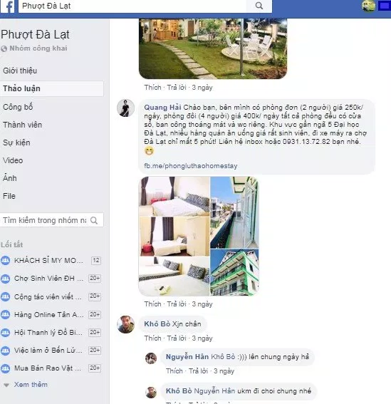 Đật phòng qua Facebook